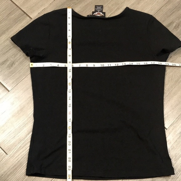 Harley-Davidson Black Round Neck Rhinestone Embellished T-Shirt size L - Picture 9 of 9
